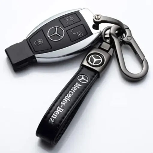 Nyckelring Mercedes Läder Lyxig Svart