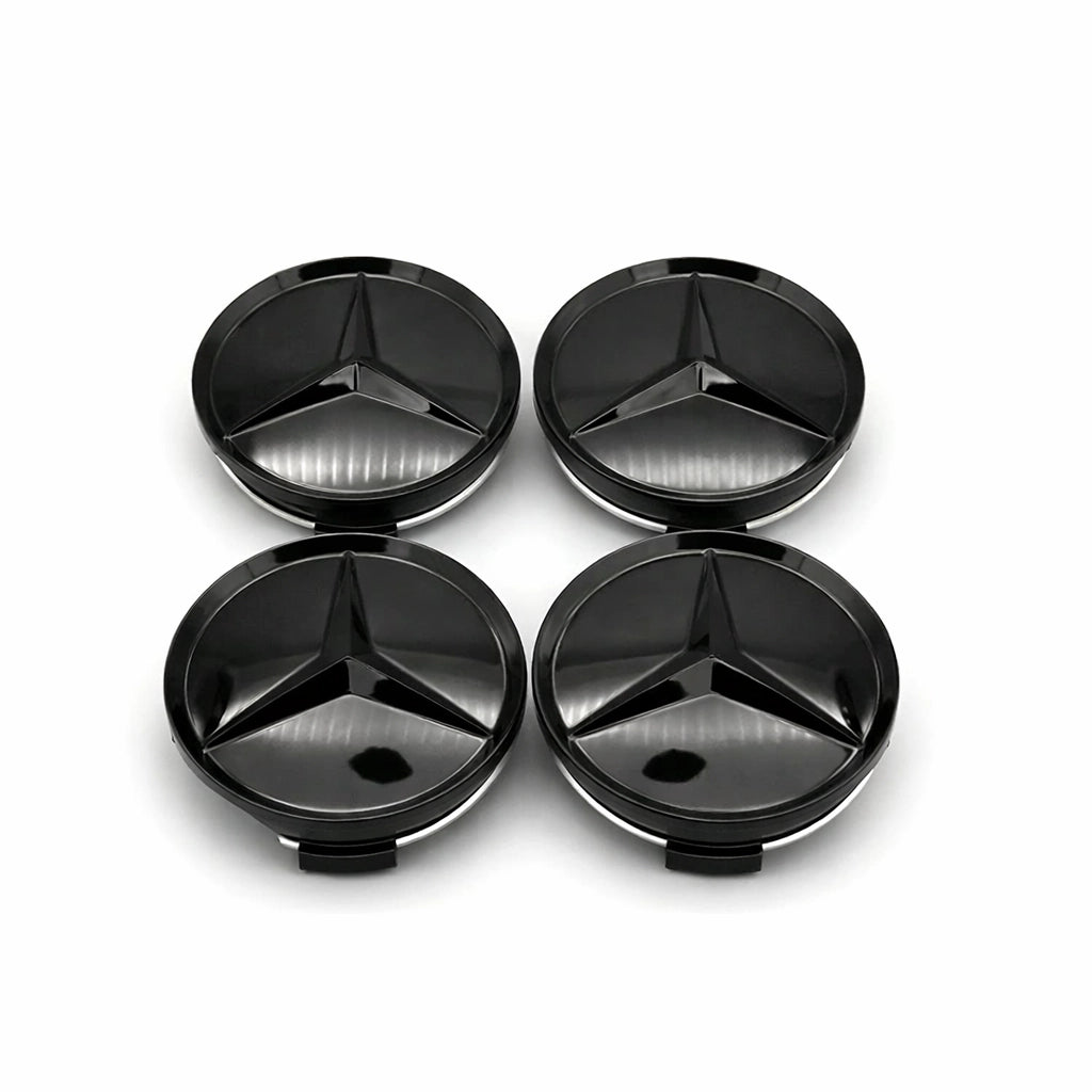 Centrumkåpor Mercedes Blanksvarta 4-Pack