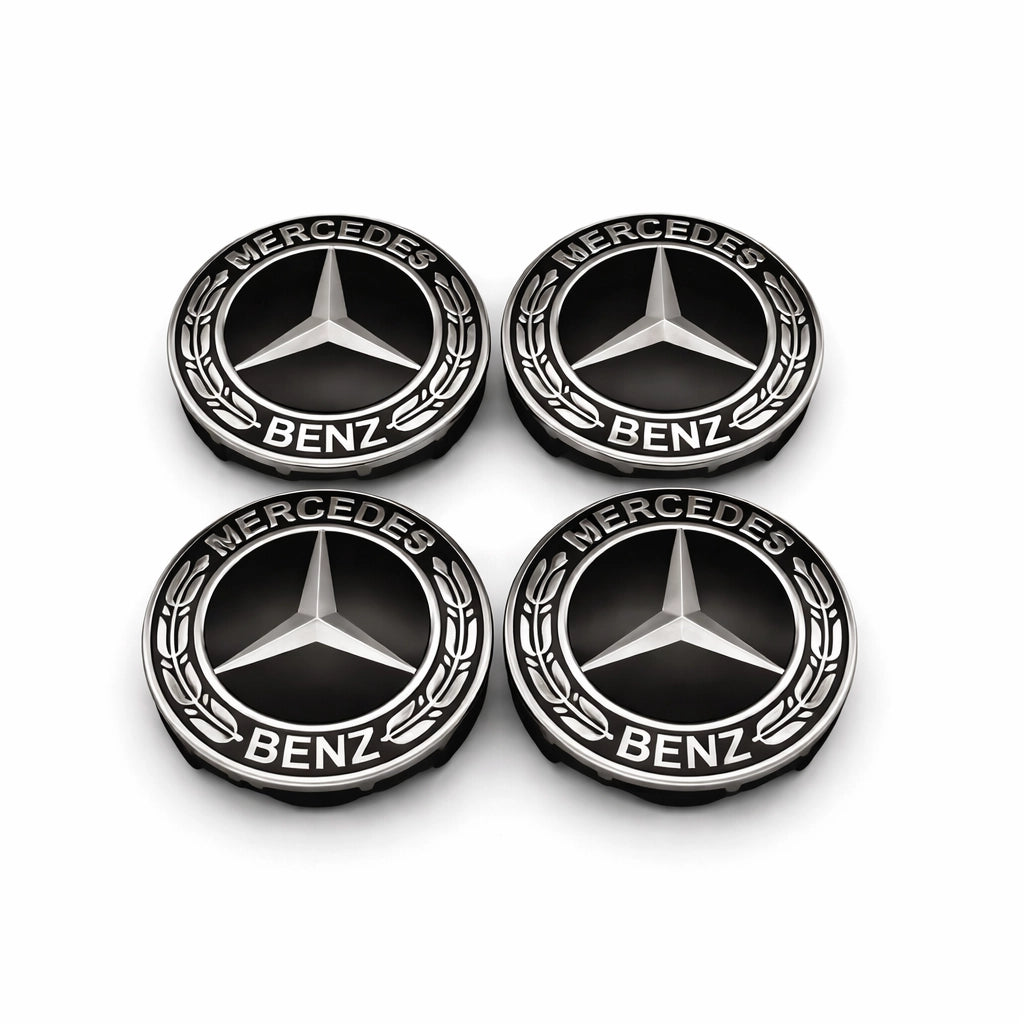 Centrumkåpor Mercedes Svarta 4-Pack