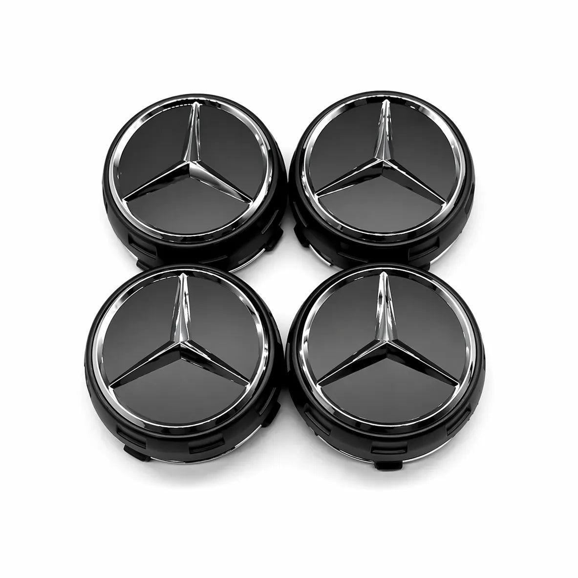 Centrumkåpor Mercedes Svarta AMG 4-Pack