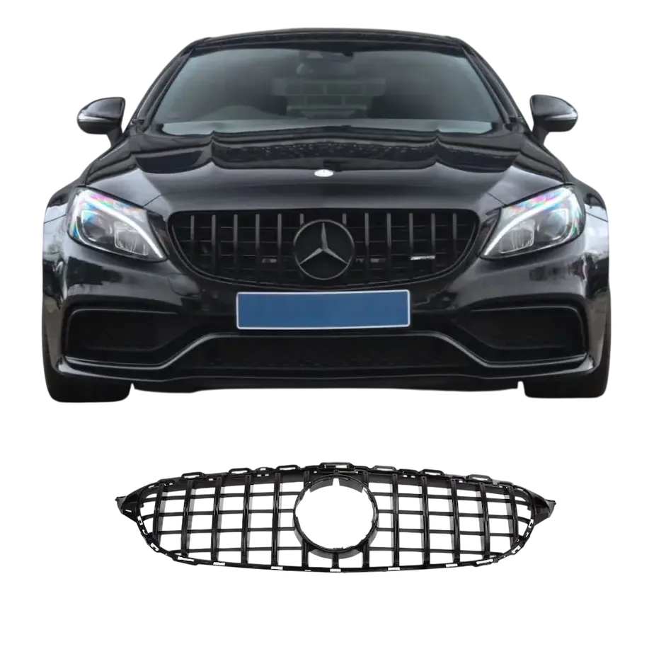 Mercedes Grill W205 C-Klass GTR Blanksvart (2014-2018)