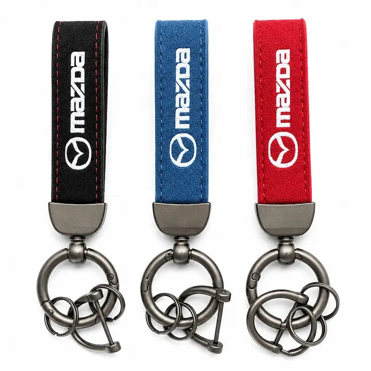 Nyckelring Mazda Alcantara Svart/Röd/Blå